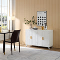 Sideboard Buffet Cabinet With 4 Doors And Removable Shelves, For Living Room, Dining Room, Ivory White White White Kitchen American Design,American Traditional Alder Particle Board Particle Board