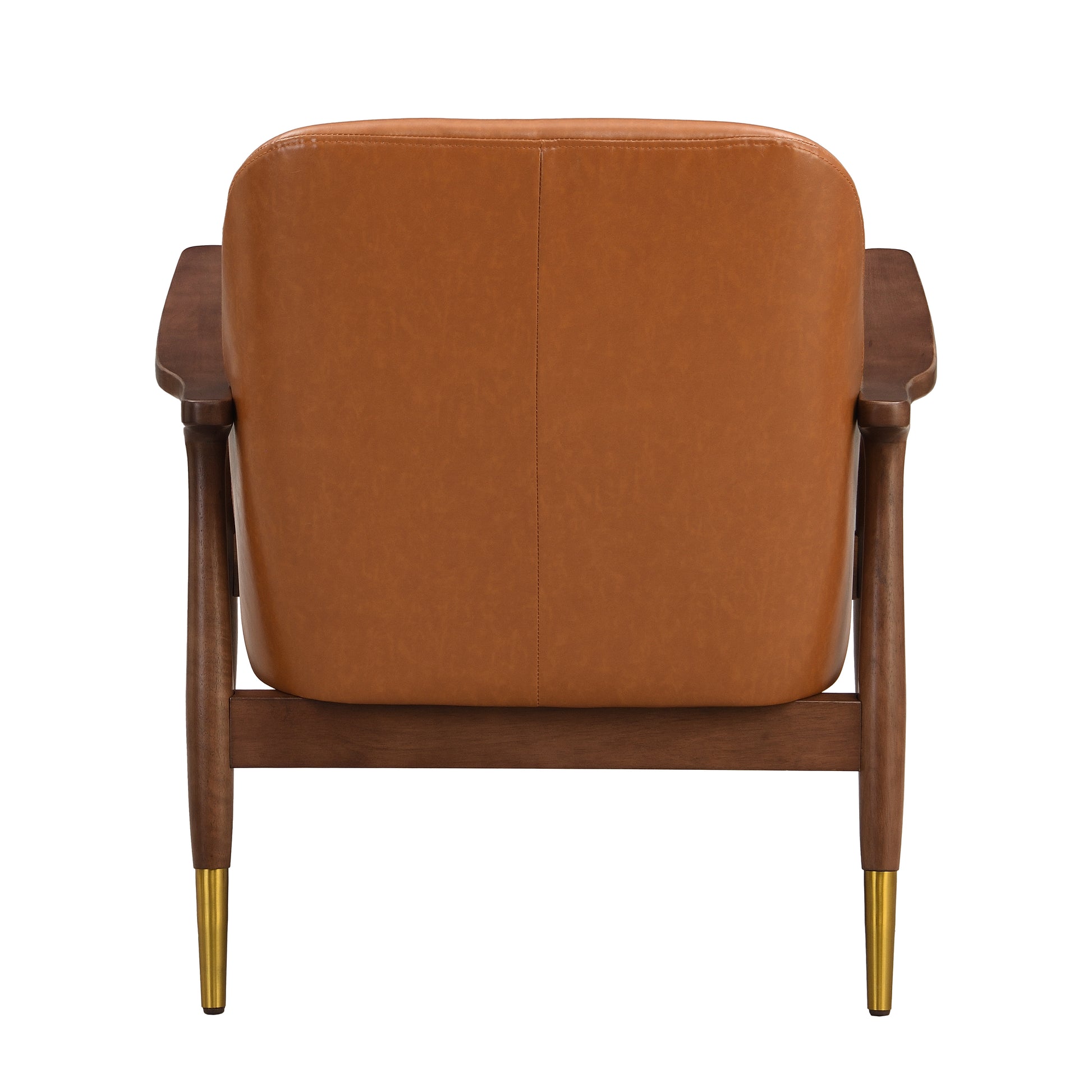 Amber Faux Leather Modern Lounge Chair Brown Pu Leather,Solid Wood
