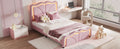 Twin Size Upholstered Platform Bed With Curve Shaped And Height Adjustbale Headboard,Led Light Strips,Pink Twin Pink Upholstered