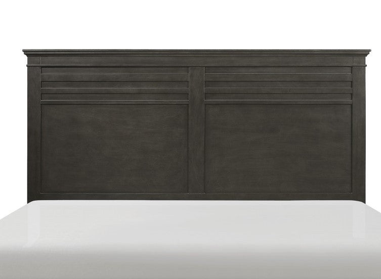 Charcoal Gray Finish Full Bed 1Pc Transitional Style Wooden Bedroom Furniture Panel Bed Box Spring Required Full Charcoal Grey Wood Bedroom Transitional Panel Wood