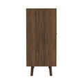 Bohemian Bar Cabinet, Natural Rattan Doors, Removable Wine Rack In Walnut Natural Walnut Boho Mdf