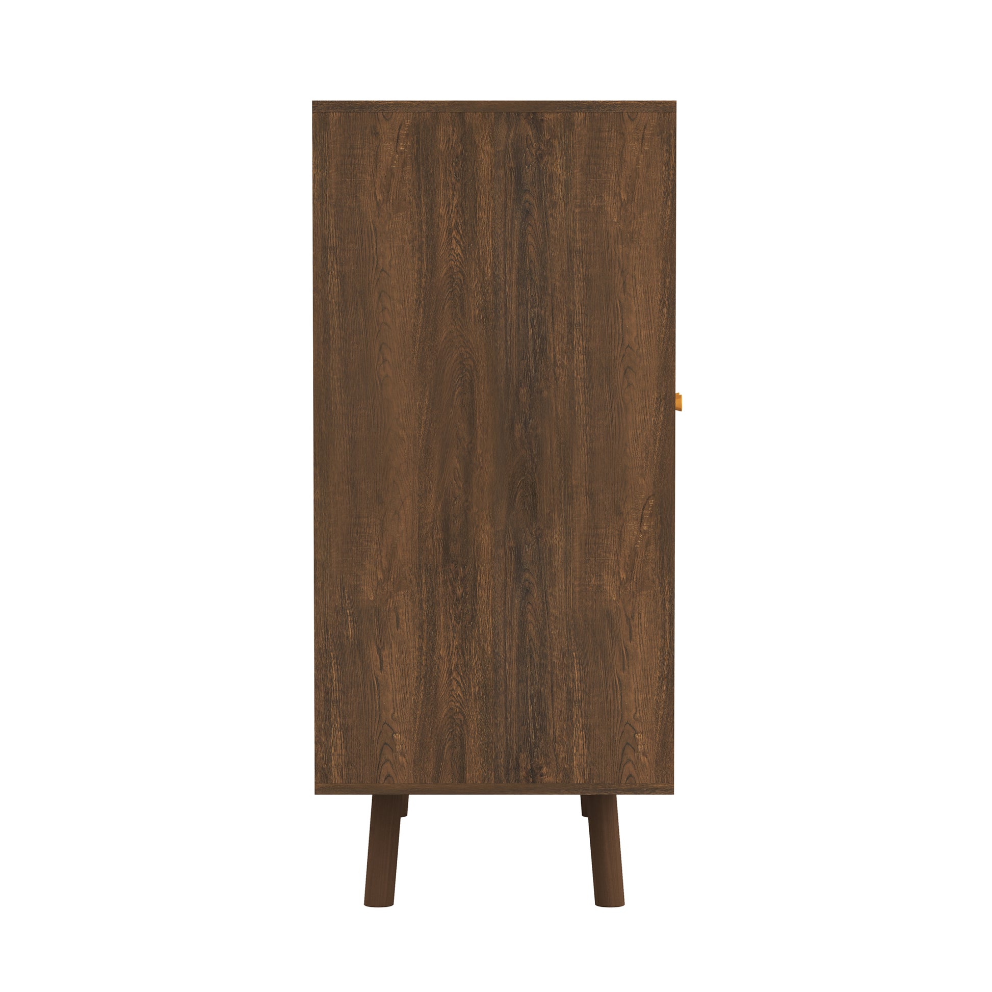 Bohemian Bar Cabinet, Natural Rattan Doors, Removable Wine Rack In Walnut Natural Walnut Boho Mdf