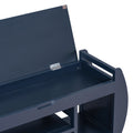 Retro Multifunctional Storage Bench With Cushion And Curved Side Panel For Entrance And Living Room Antique Navy Antique Navy Mdf