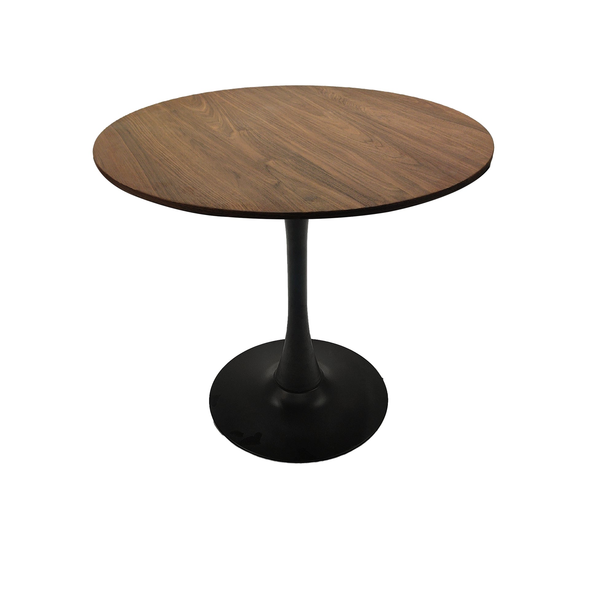 Walnut Color Round Dining Table, 31.5" Tulip Table Kitchen Dining Table 2 4 People With Mdf Table Top & Pedestal Base, Mid Century End Table Leisure Coffee Table Office Living Room Table Walnut Black Mdf