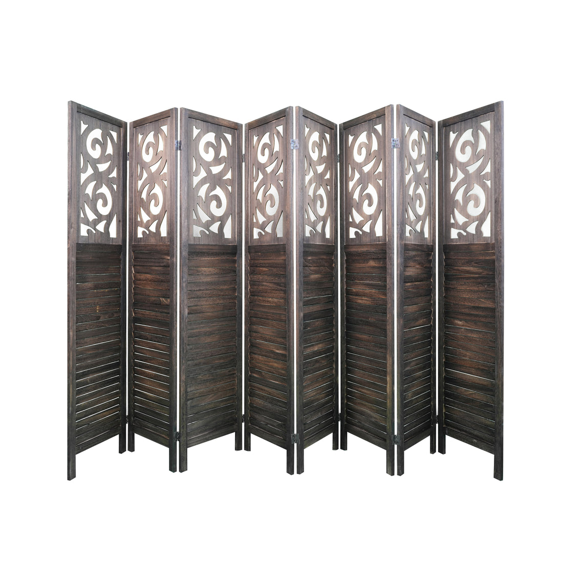 8 Panel Room Dividers, 6Ft Carved Wood Room Divider Partition Room Dividers Wall Wooden Carved Folding Privacy Screens Foldable Panel Wall Divider For Office Restaurant, Rustic Brown Rustic Brown Classic Wood