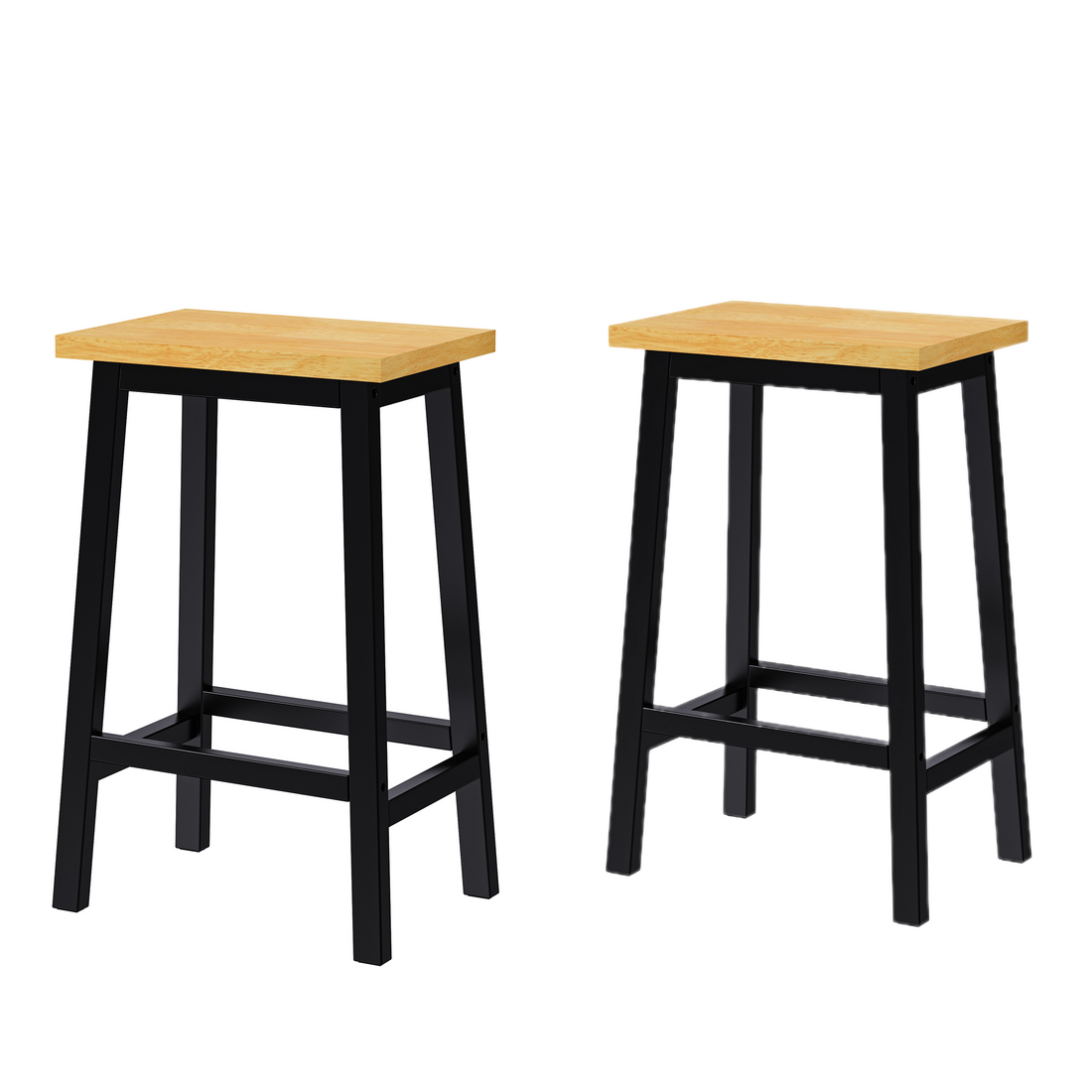 K&K Solid Wood Bar Stools Not Cheap Iron , 25.6" Tall Set Of 2 Bar Chairs, Kitchen Counter Stools With Footrests, Farmhouse Stools For Dining Room, Kitchen, Counter, Black Pine Wood Black White