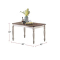 Transitional Style 7Pc Dining Set Dining Table W Oak Top 6Xside Chairs Cushion Seat Antique White Kitchen Dining Room Wood Wood Antique White,Gray,Oak Seats 6 Wood Dining Room Distressed Finish Contemporary,Modern,Transitional Rubberwood 4 Leg