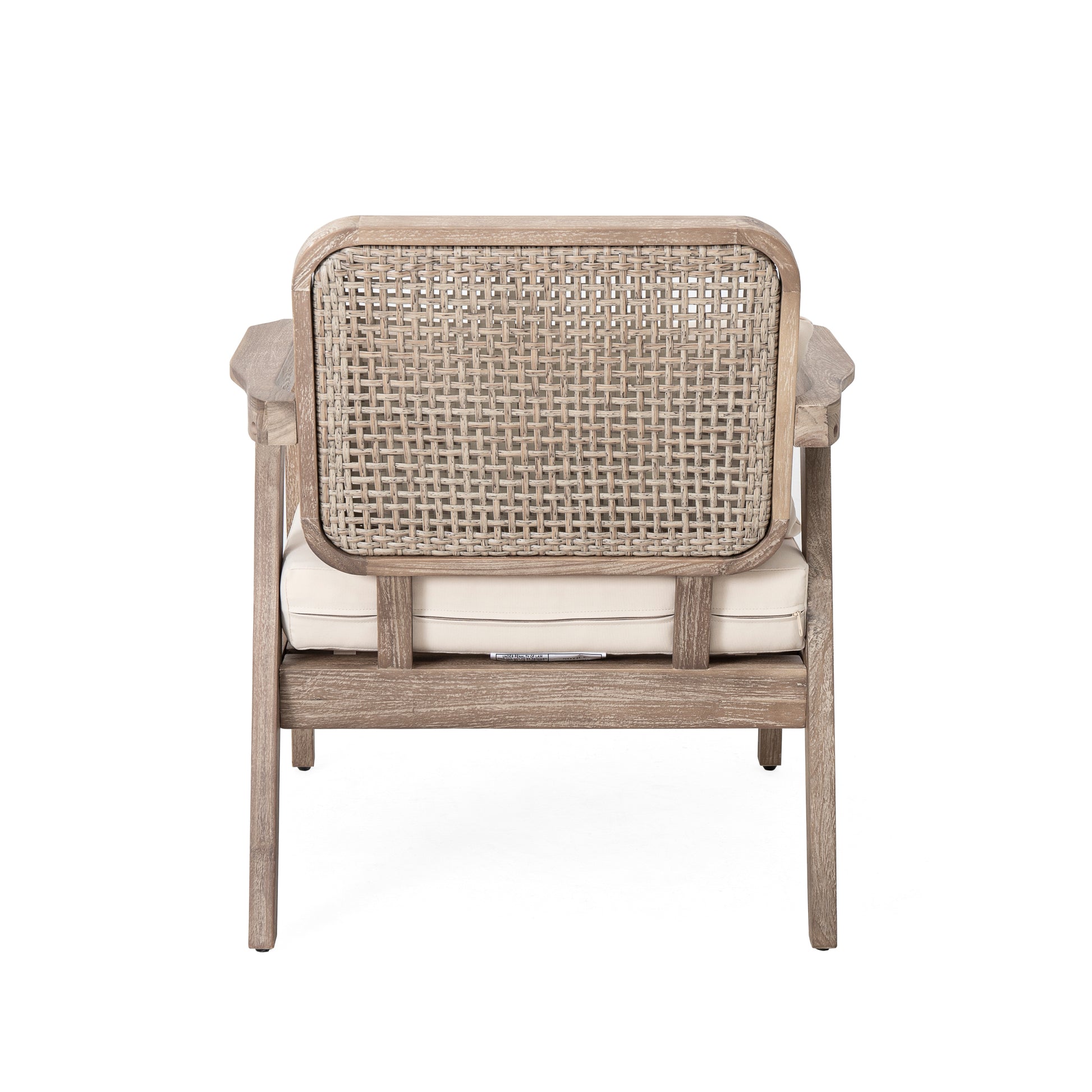 Set Of 2 Outdoor Acacia Wood Patio Club Chair, Patio Furniture,Waterproof Thick Cushion Deep Seating For Porch, Garden, Backyard, Balcony, Weight Capacity 400Lbs, Light Brown Finish, Cream Cushion Yes Deep Seating Light Brown Garden & Outdoor Foam Acacia