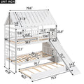 Twin Over Twin House Bunk Bed With Trundle And Slide, Storage Staircase, Roof And Window Design, White Old Sku: Gx000931Aak Box Spring Not Required Twin White Wood Bedroom Bunk Pine