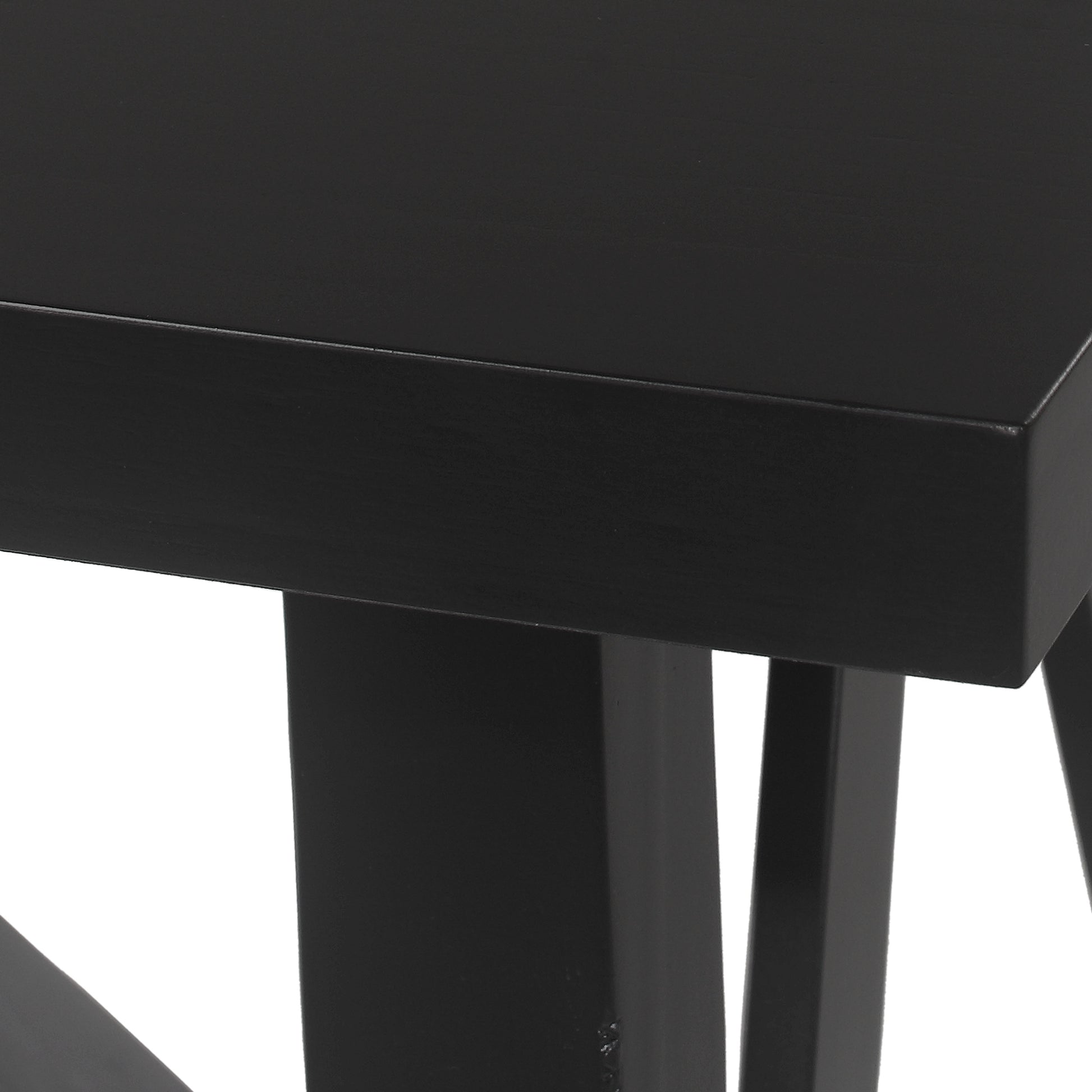 Dining Table Matte Black Solid Wood Mdf