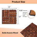 Acacia Wood Interlocking Deck Tiles Checker Pattern, 20 Pcs 12