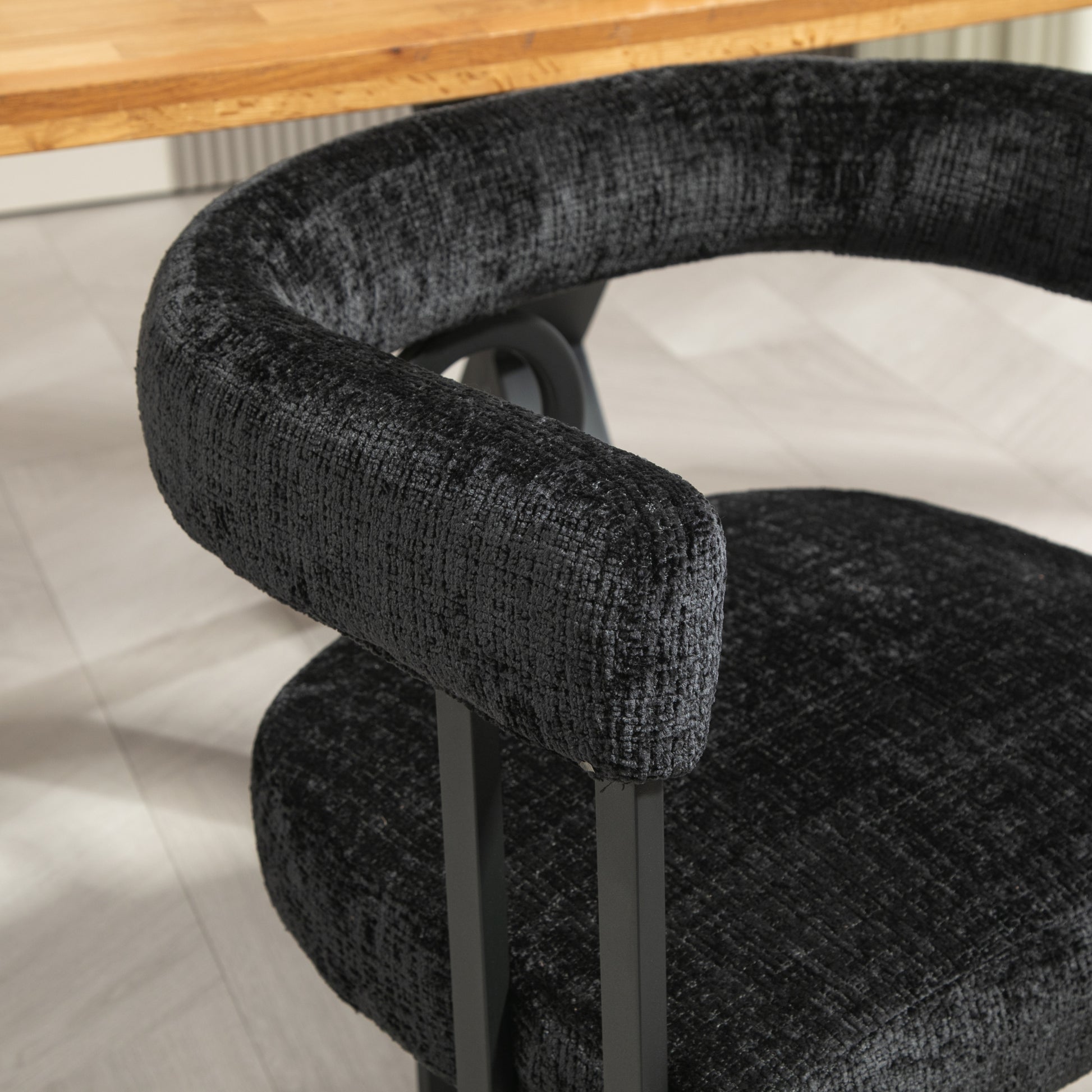 Coolmore Contemporary Designed Velvet Fabric Upholstered Accent Dining Chair Barrel Side Chairs Kitchen Armchair For Living Room Set Of 2 Black Chenille Black Foam Chenille