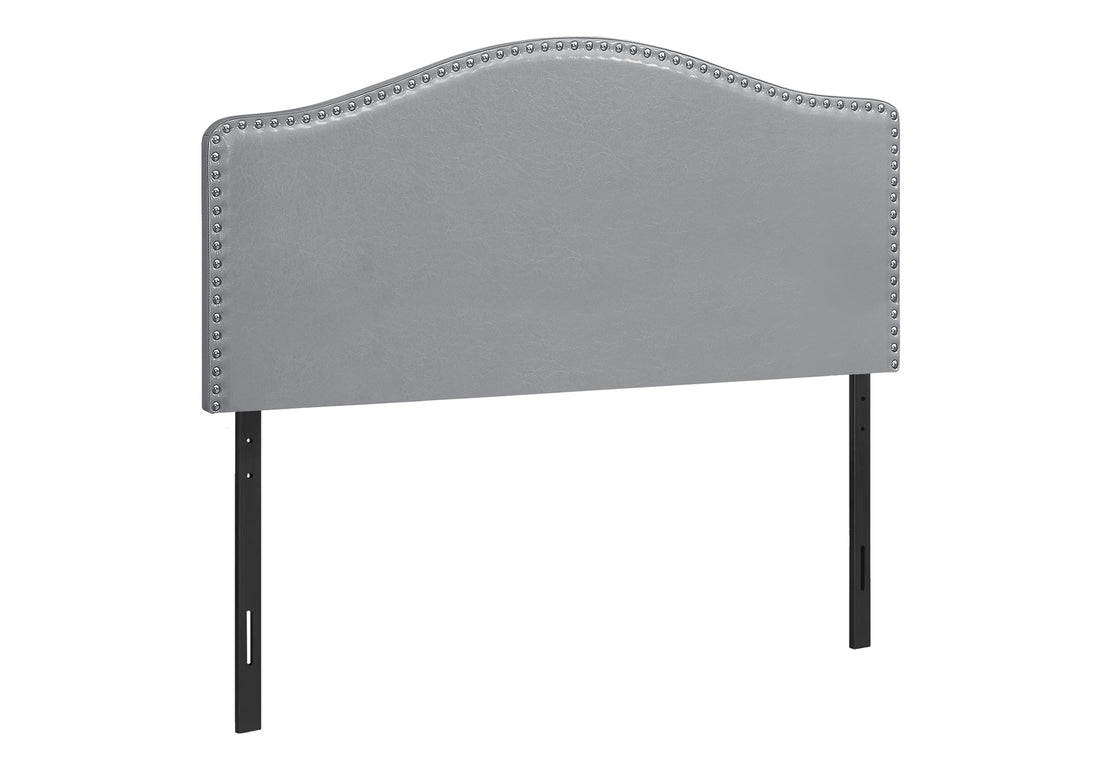 Bed, Headboard Only, Full Size, Bedroom, Upholstered, Grey Leather Look, Transitional Grey Foam Faux Leather