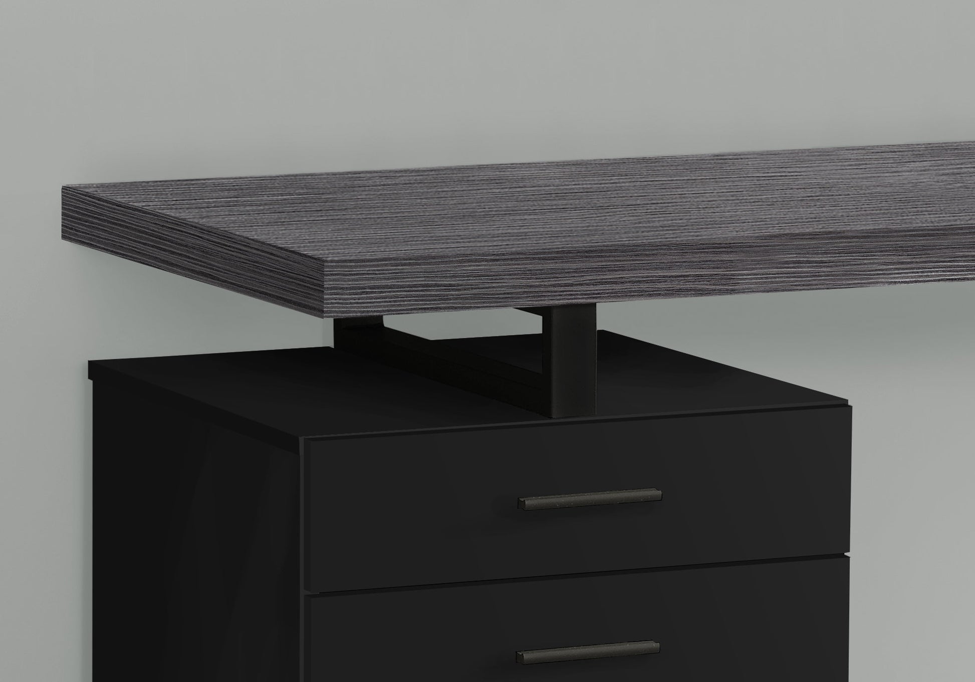 Computer Desk, Home Office, Laptop, Left, Right Set Up, Storage Drawers, 48"L, Work, Black And Grey Laminate, Black Metal, Contemporary, Modern Black Particle Board