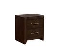 Walnut 1Pc Nightstand Only Solid Wood 2 Drawers Bedside Table Brushed Nickel Pull Modern Bedroom Walnut 2 Drawers Bedroom Bedside Cabinet Contemporary,Modern,Transitional Rubberwood Felt Lined