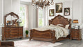 Traditional Style 4 Pc Queen Bedroom Set With Intricate Wood Carvings Made With Wood In Walnut Box Spring Required Queen Walnut Wood 4 Piece Set Bedroom Bed Included,Dresser Included,Mirror Included,Nightstand Included Traditional Solid Wood Mdf Wood