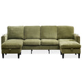 Chenille Sectional Sofa, U Shaped Sofa Couch With High Density Memory Foam, 4 Seat Comfy Modular Sofa Couch For Living Room, Modern U Shaped Sectional Sofa,U Shaped Green Green Chenille Metal