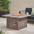 Rene Square Iron Fire Pit 50,000 Btu Tank Inside Wood Iron