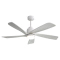 52 Inch Modern Ceiling Fan With Dimmable Led Light 5 Solid Wood Blades Smart Remote Control Reversible Dc Motor White Metal & Wood