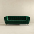 Addison Large Green Velvet Sofa Dark Green,Green Brown Velvet Wood Foam Solid Wood,Velvet 3 Seat