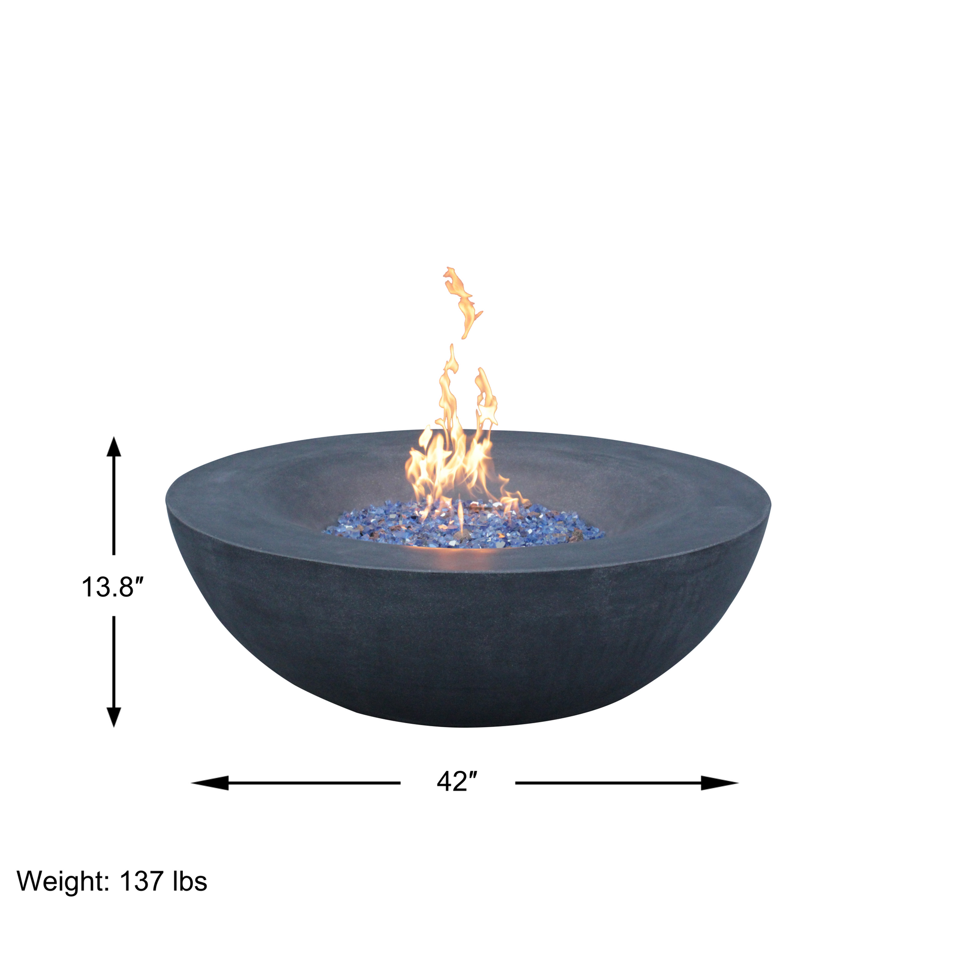 42 Inch Outdoor Concrete Propane Gas Fire Pit Bowl In Dark Gray Color Black Gray Garden & Outdoor American Design,Contemporary,Luxury,Modern Fiberglass Concrete