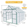 8X10Ft Double Door Polycarbonate Greenhouse Raised Base And Anchor Aluminum Heavy Duty Walk In Greenhouses For Outdoor Backyard In All Season,Green Green Aluminium