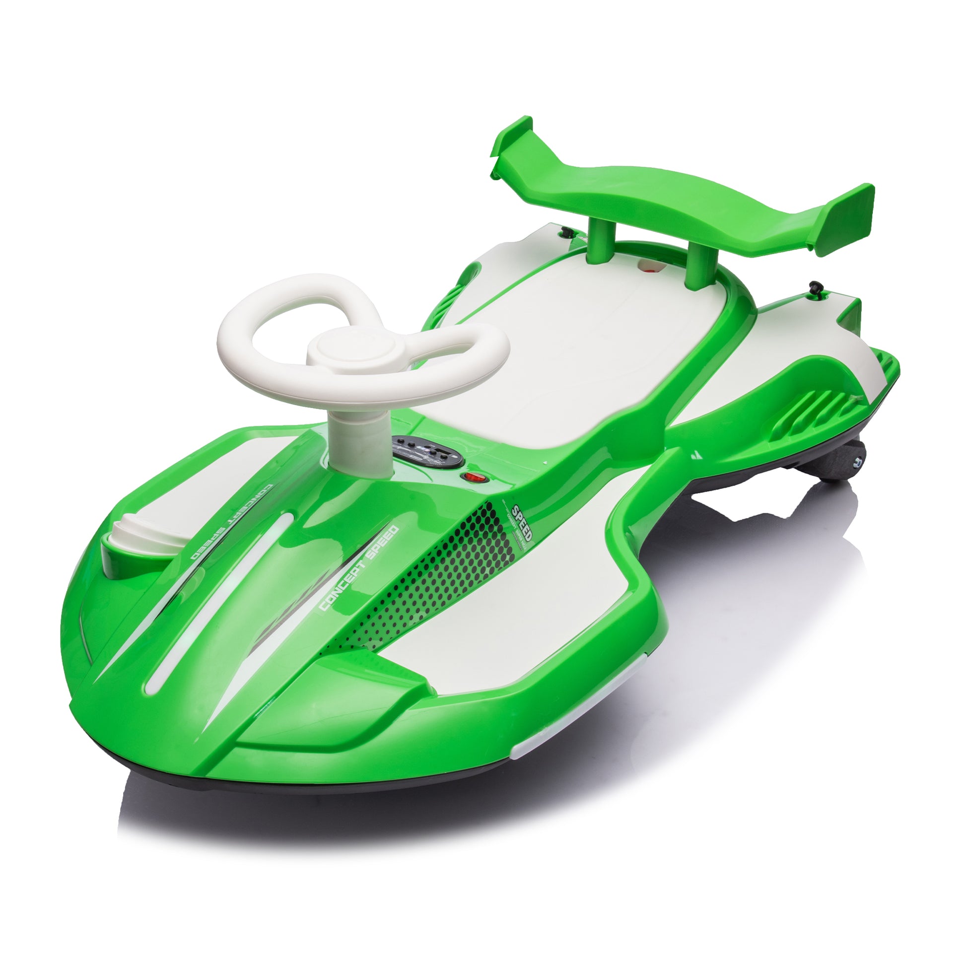 12V Kids Ride On Electric Toy,360 Degree Drift In Place,Spray Function,Front&Side Lights Design,Usb Mp3,Bluetooth,Music, 3.73 4.35 Mph,Easy Installation,Ultimate Cool Operation For Kids Aged 3 . Green 100 149 Lbs Polypropylene