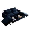 Corduroy Two Seater Sofa With 2 Storage Footrest, 2 Seater Sectional Deep Seat Sofa,Comfy Couches For Living Room ,Bule Sofa Blue Corduroy 2 Seat