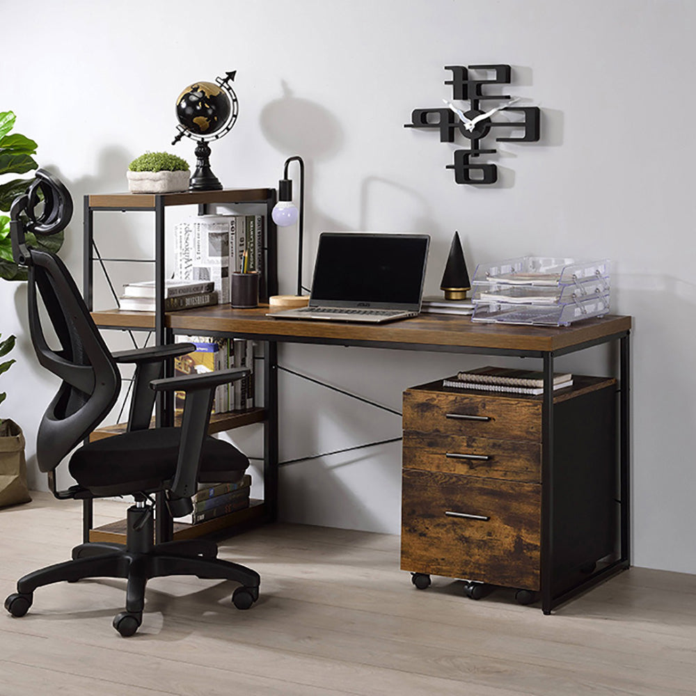 Weathered Oak And Black 1 Drawer File Cabinet Filing Cabinets 1 2 Drawers Black Brown Office Shelves Included Rustic Wood Metal