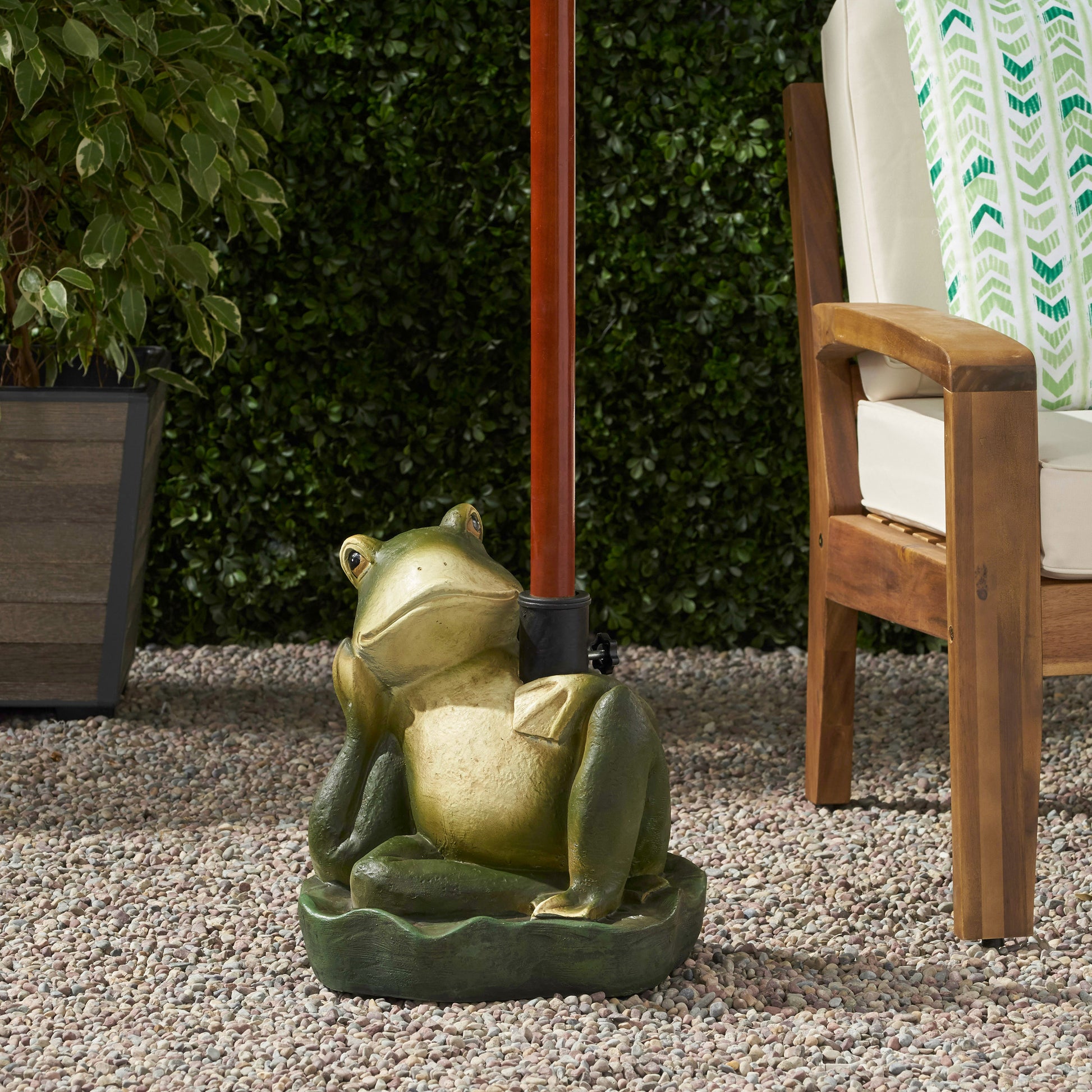 Frog Umbrella Base Green Concrete