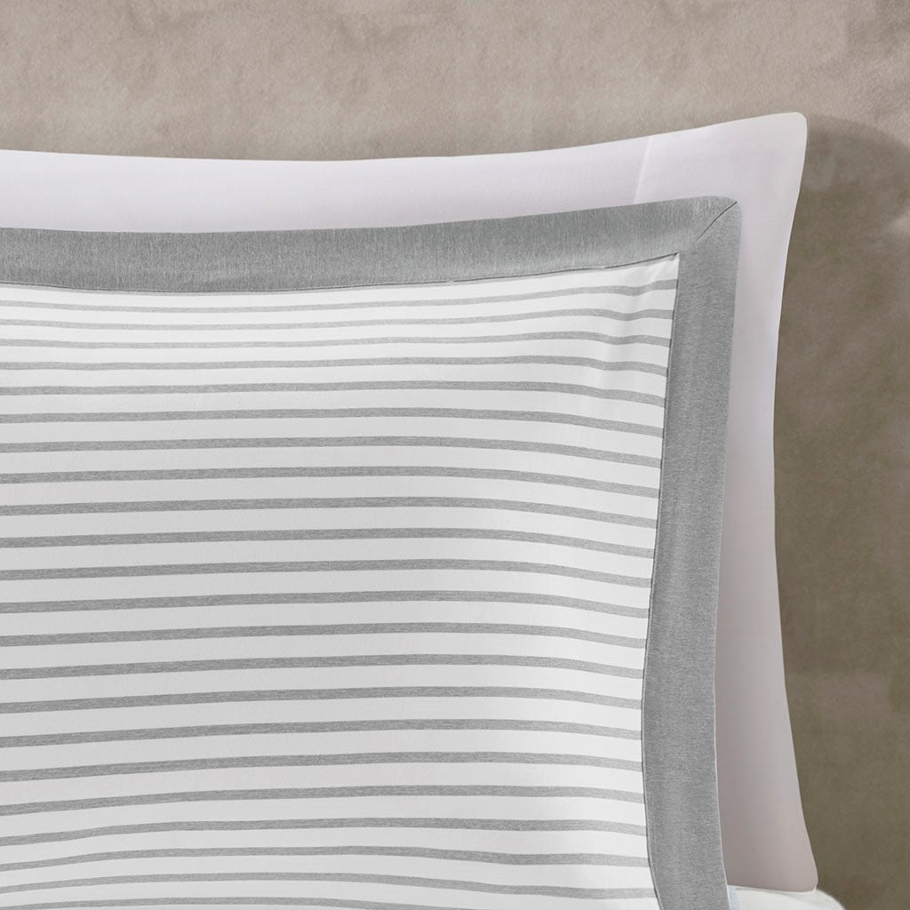 Reversible Yarn Dyed Stripe Down Alternative Comforter Set Twin White Gray Microfiber