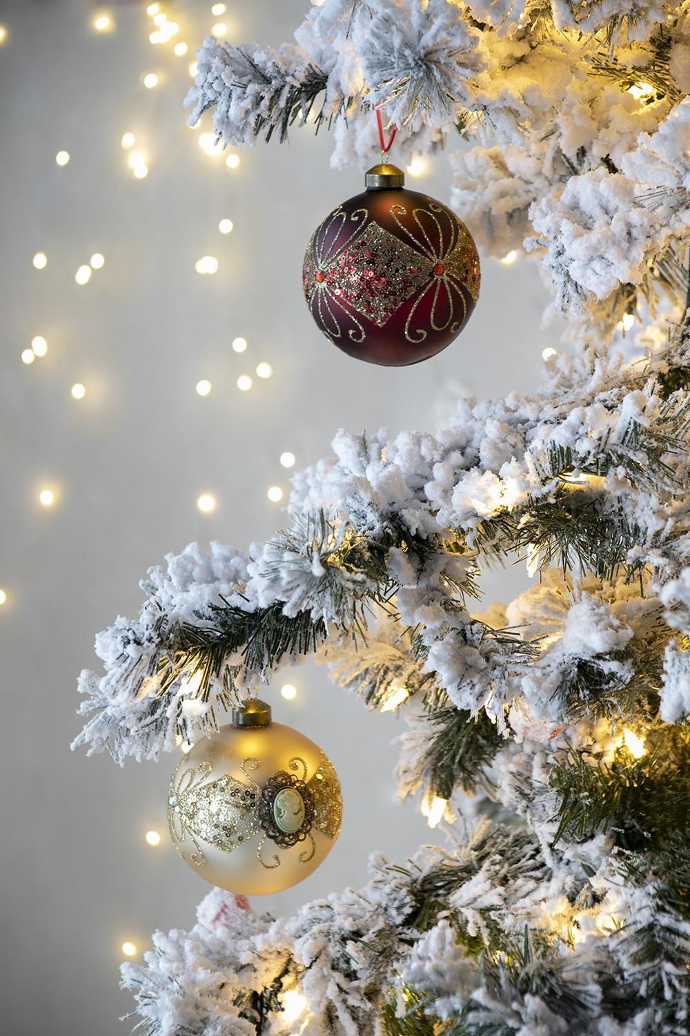 D3.9" Christmas Ball Ornaments, Glass Decorative Hanging Ball Christmas Tree Ornaments For Holiday Party Decorations, Set Of 6 Gold Glass