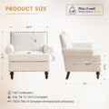 Accent Chair, Retro Living Room Chairs With Soft Cushion, Mid Century Modern Arm Chair, Comfy Upholstered Reading Sofa Chair, Beige Beige Brown Primary Living Space American