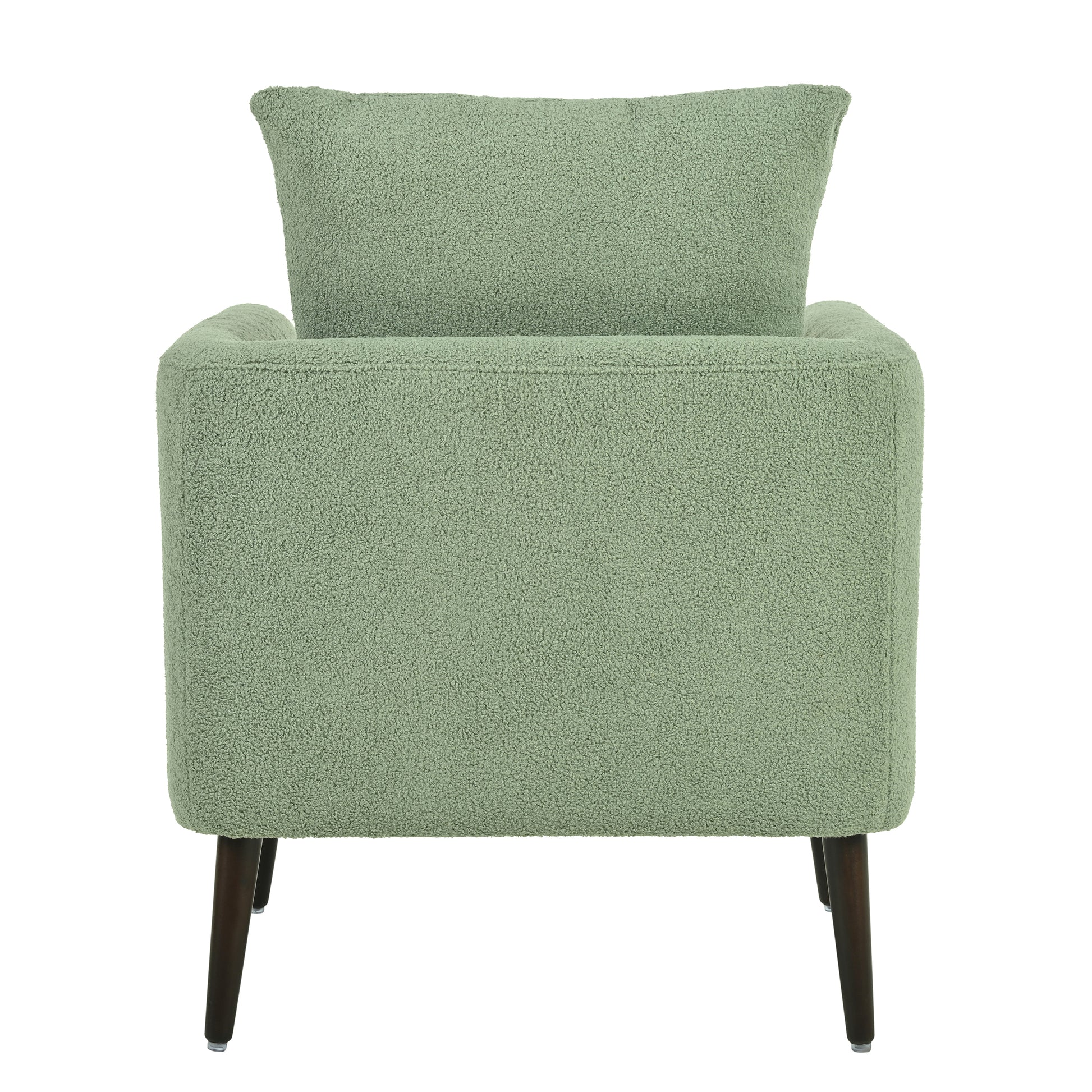 Barrel Chair, Teddy Fabric Accent Chair, Fabric Armchair Club Chair,Upholstered Arm Chair With Solid Wood Legs,Waist Pillow,Padded Single Chair For Living Room Bedroom Study Waiting Room,Green Green