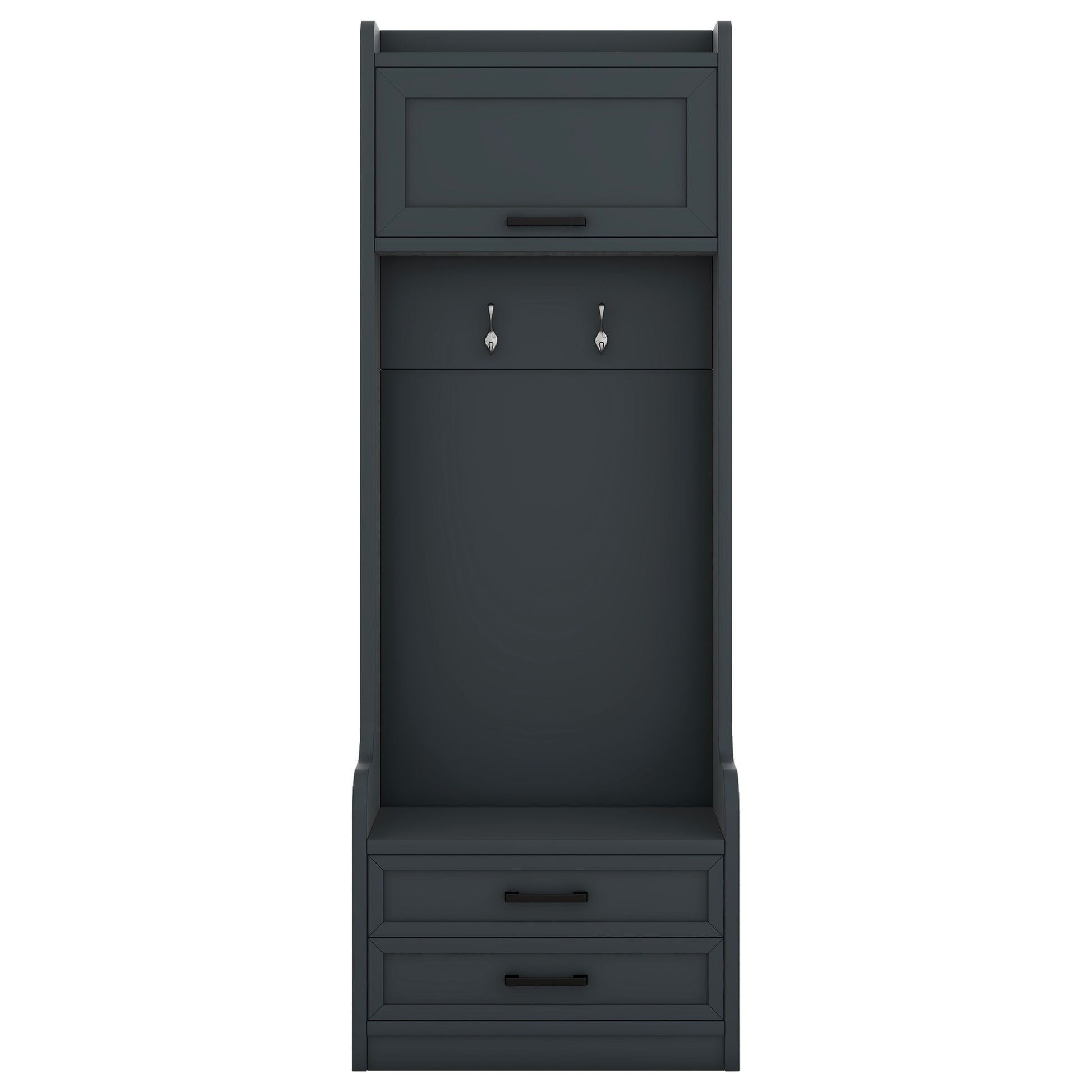 4 In 1 Detachable Hall Tree With Storage And 7 Hooks, Multiple Functions Hallway Coat Rack With Storage Drawers And Cabinet, Antique Blue Shoe Bench For Entryway Hallway Antique Blue Particle Board