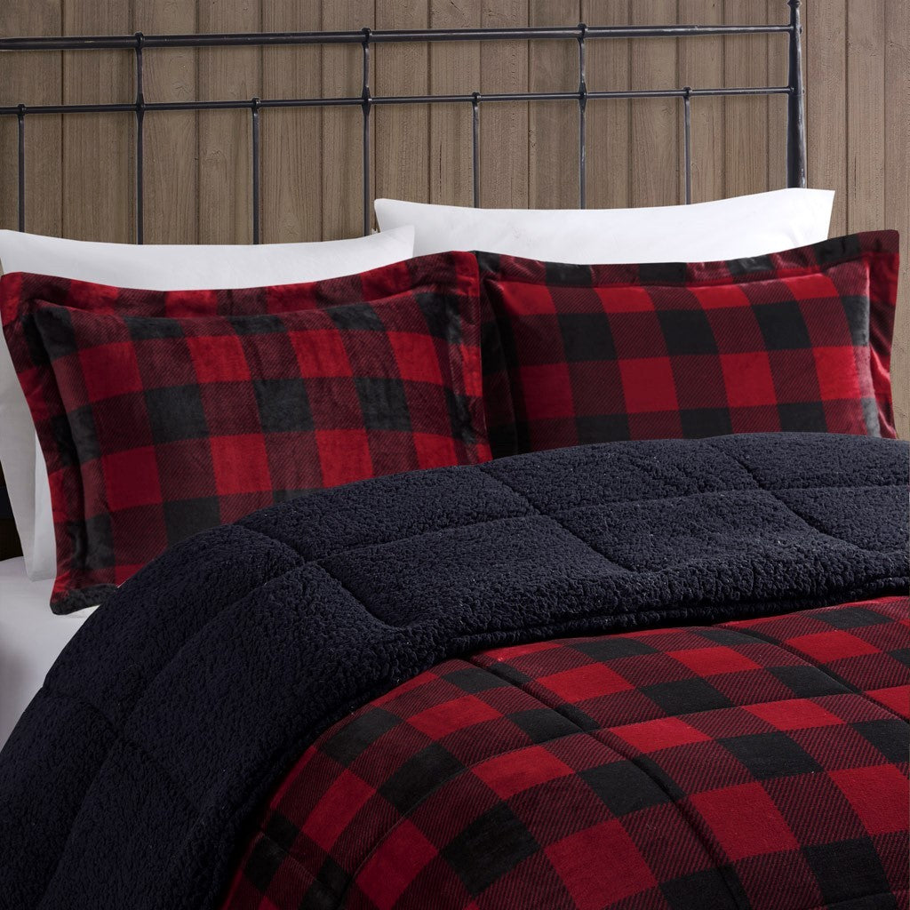 Plush To Sherpa Down Alternative Comforter Set King Multicolor Polyester