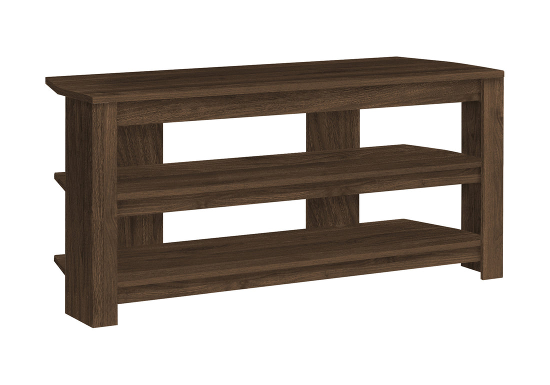 Tv Stand, 42 Inch, Console, Media Entertainment Center, Storage Shelves, Living Room, Bedroom, Walnut Laminate, Contemporary, Modern Walnut 80 89 Inches Particle Board