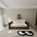 3 In 1 Convertible Sleeper Sofa Bed,Modern Velvet Loveseat Couch With Pull Out Bed,Small Beautiful Seat Futon Sofa Bed With Convertible Office Desk,Beige Beige Metal & Wood 2 Seat