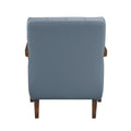 Modern Style Accent Chair Blue Leather Upholstered Tufted Detail Walnut Finish Wood Furniture 1Pc Blue Primary Living Space Contemporary,Modern Plywood