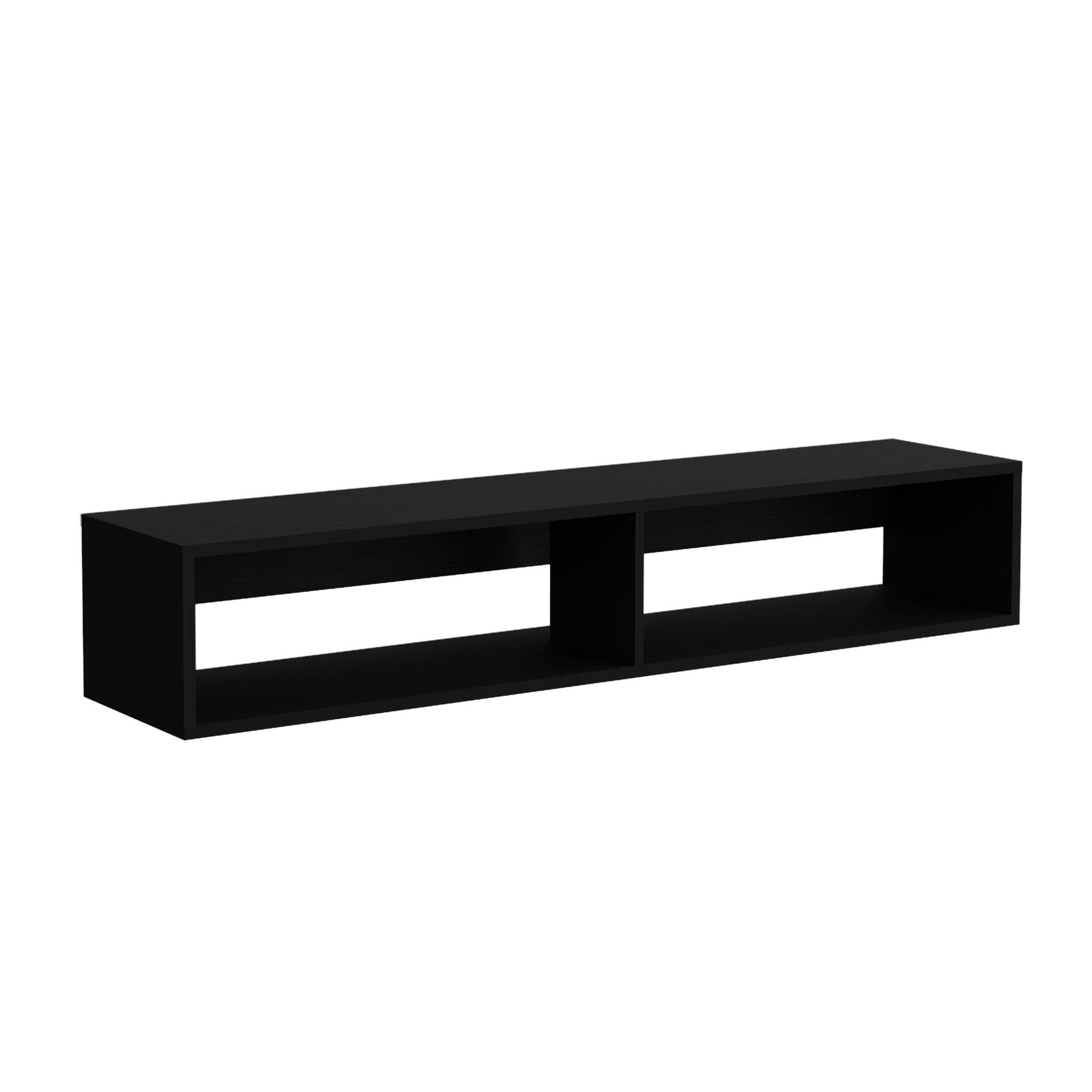 Warrior 59" Floating Tv Stand With Two Open Shelves, Media Compartments And Cable Management Black Primary Living Space 50 Inches 50 59 Inches Modern Particle Board