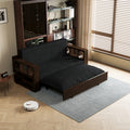 3 In 1 Convertible Sleeper Sofa Bed,Modern Velvet Loveseat Couch With Pull Out Bed,Small Beautiful Seat Futon Sofa Bed With Convertible Office Desk,Black Black Metal & Wood 2 Seat