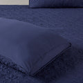 3 Piece Split Corner Pleated Quilted Bedspread Navy King Navy Polyester