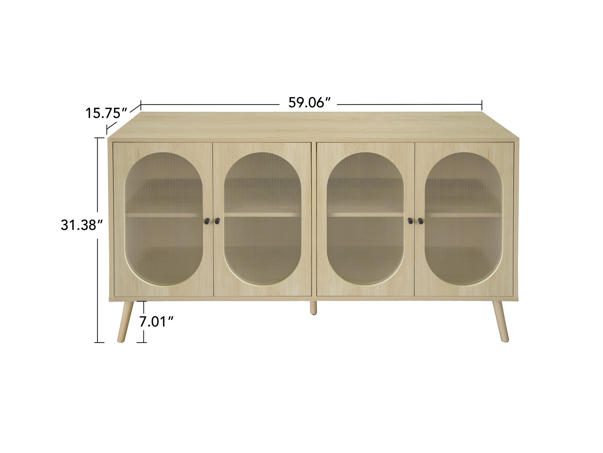 4 Door Cabinet, Sideboard Accent Cabinet, Storage Cabinet For Living Room, Hallway Entryway Kitchen Natural Wood Mdf