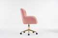 005 Teddy Fabric 360 Swivel Home Office Chair With Gold Metal Base And Universal Wheels,Pink Solid Pink Office Sponge Wipe Clean Modern Office Chairs Tufted Back Foam Swivel Teddy