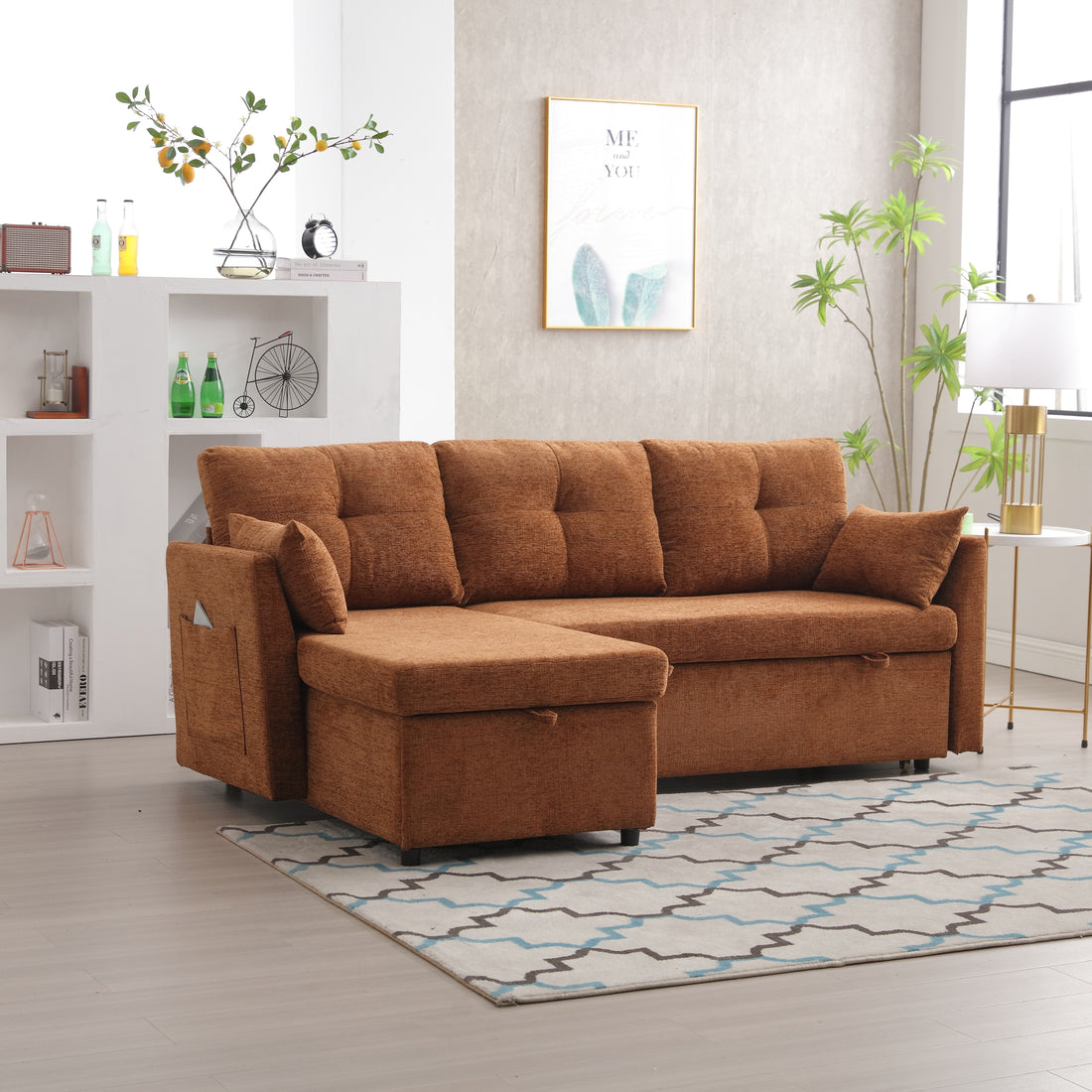 United Modular Sectional Sofa L Shaped Modular Couch With Reversible Chaise Modular Sofa Sectional Couch With Storage Seats Brown Chenille 3 Seat