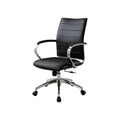 Zoha 27 Inch Adjustable Swivel Office Chair, Black Faux Leather, Chrome Black Fabric Metal