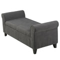 Hayes Armed Storage Bench Gray Fabric