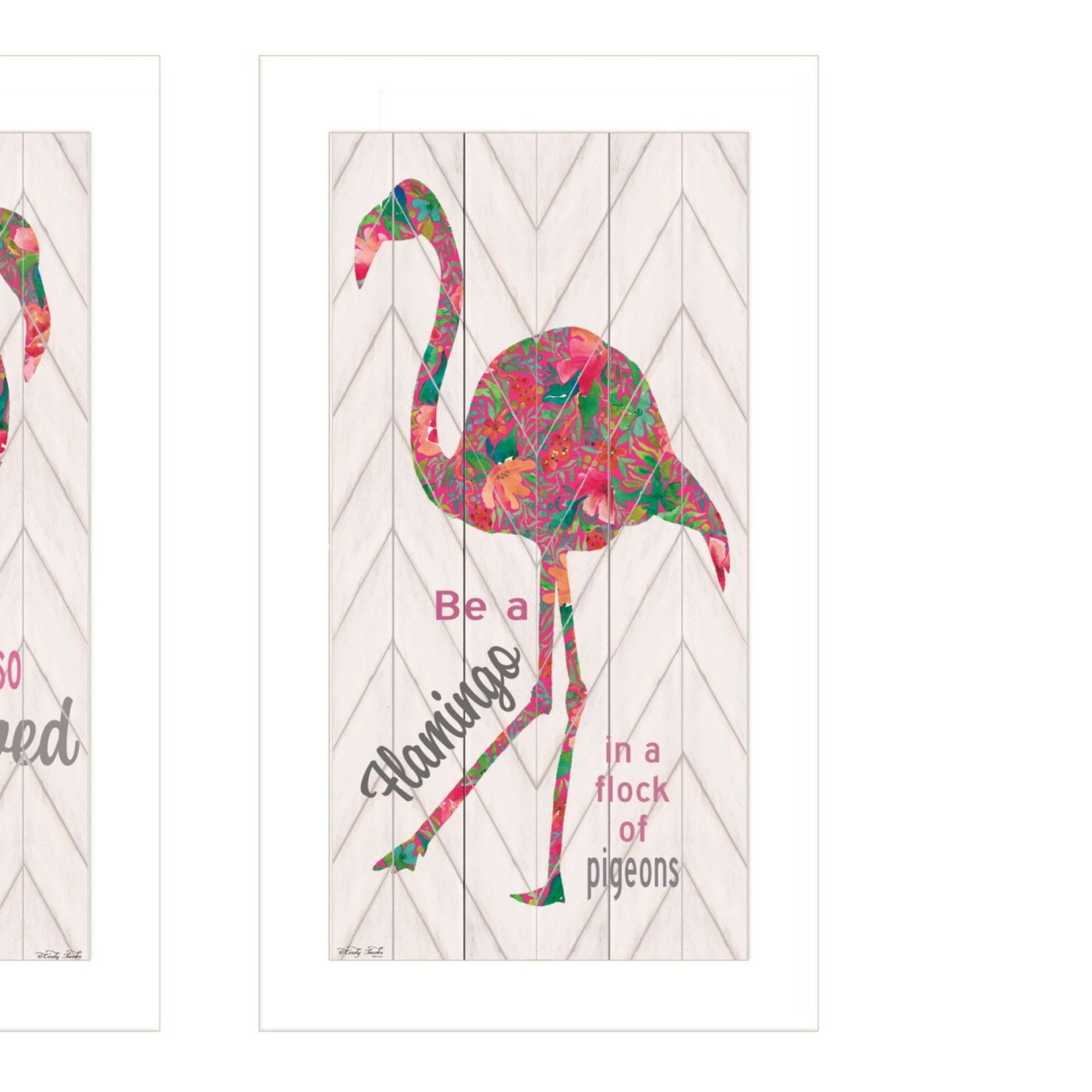 "Flamingo'S A Matrix Colors " Framed Wall Art For Living Room, Wall Art Print For Home Decor, Bedroom Wall Art By Cindy Jacobs Multicolor Wood Paper