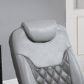 Homcom Pu Recliner Armchair With Footrest, Headrest, And Round Steel Wood Base Grey Pu