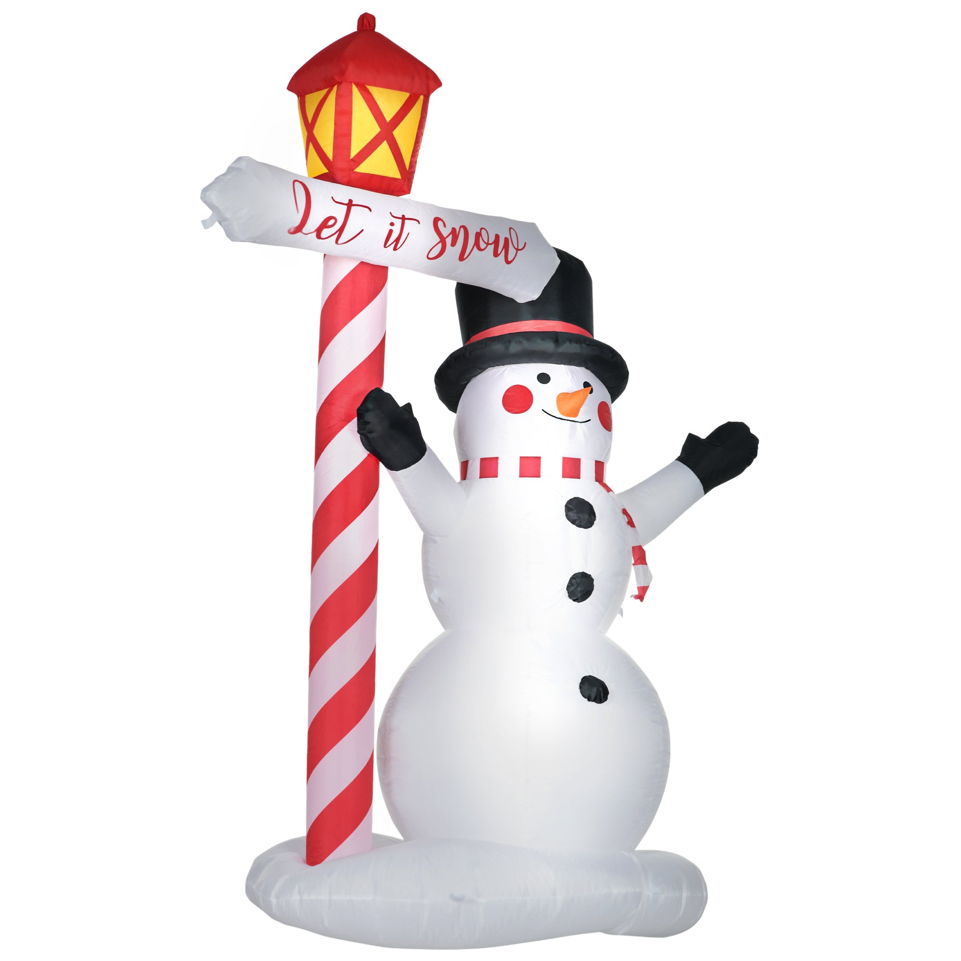 Homcom 7Ft Christmas Inflatables Outdoor Decorationss Decorations Snowman With Street Light, Blow Up Led Christmas Decor Multicolor Polyester